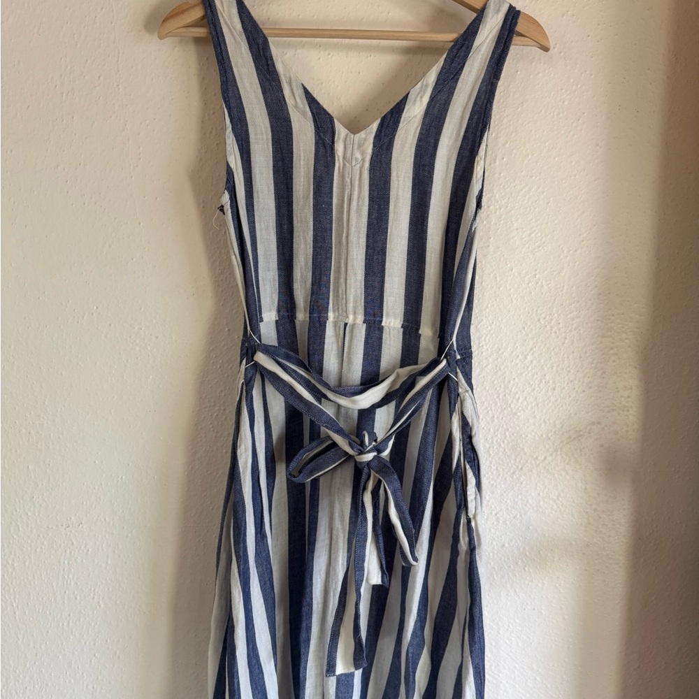 Pact Blue and White Striped Button-Front Jumpsuit - Picture 2 of 3